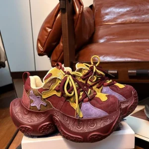 Outdoor Lady Height Increase Lace Up Breathable Colors Panelled Running Training Sneakers Sports Thick Platform Shoes Jogging - AliExpress Sneakers