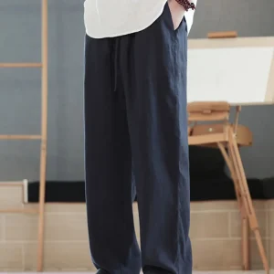 Men's Linen Straight Leg Casual Pants Summer Thin Hanging Drapey Loose Fit Summer Breathable Lightweight Classic - AliExpress Pants