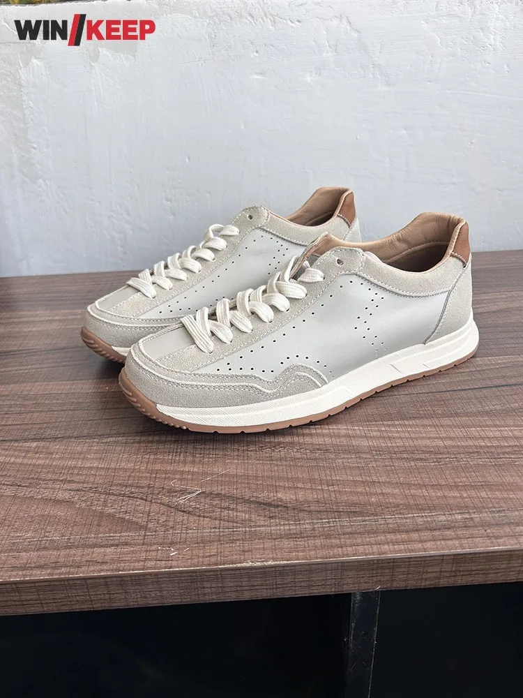 Retro Design Mens Breathable Lace Up Splicing Suede Sneakers Comfortable Platform Running Trainers Handmade Sport Jogging Shoes - AliExpress Sneakers