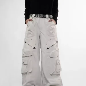 American Style High Street Pockets Zipper Shirring Design Straight Casual Unisex All-Match Fashion Full Length Cargo Pants - AliExpress Pants
