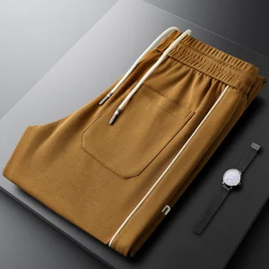 Casual sports pants men slim wide leg mops men elastic waist summer thin sweatpants - AliExpress Pants