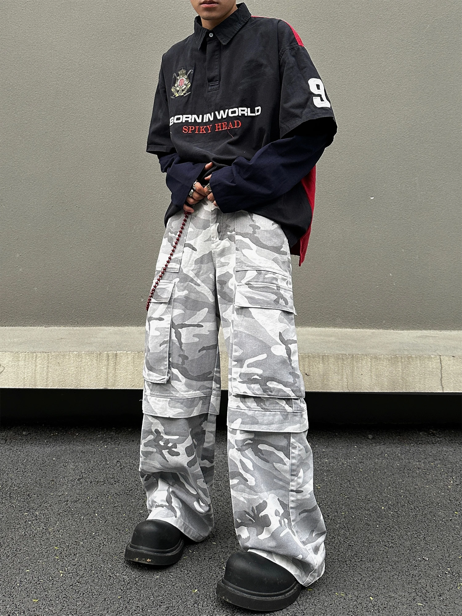 American High Street Camouflage Multi-ket Straight Leg Workwear Pants Men's Retro Functional Loose Wide Leg Casual Long Tr... - AliExpress Pants