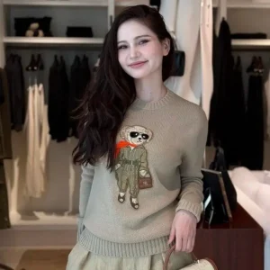 Autumn Winter Briti Sle Knitted Long Sve Loose Fit Camere Sweater round Ne Pullover Design Ladies Faion - AliExpress Sweaters&Jumpers