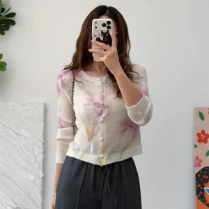 Soft Light Inteated Gentle adient Hand Painted Iris Light Soft Wool Camere Knitted Sweater Women Spring Loose Fit Sle - AliExpress Sweaters&Jumpers