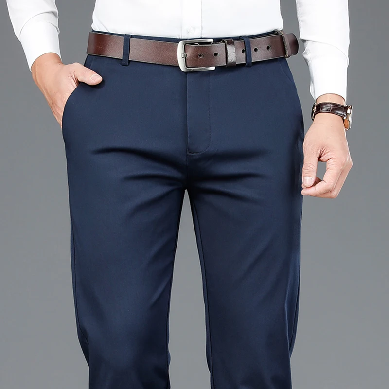 2023 Spring New Men's Bamboo Fiber Casual Pants Classic Style Business Fashion Khaki Stretch Cotton Trousers Male Brand Clothes - AliExpress Pants