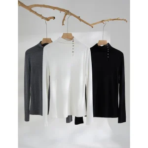 RongTai Silk Wool Knit Top Women's Half High Collar Ankle Nail Design Base Layer Shirt Fall New Style Inner Wear Knitted Sweater - AliExpress Sweaters&Jumpers