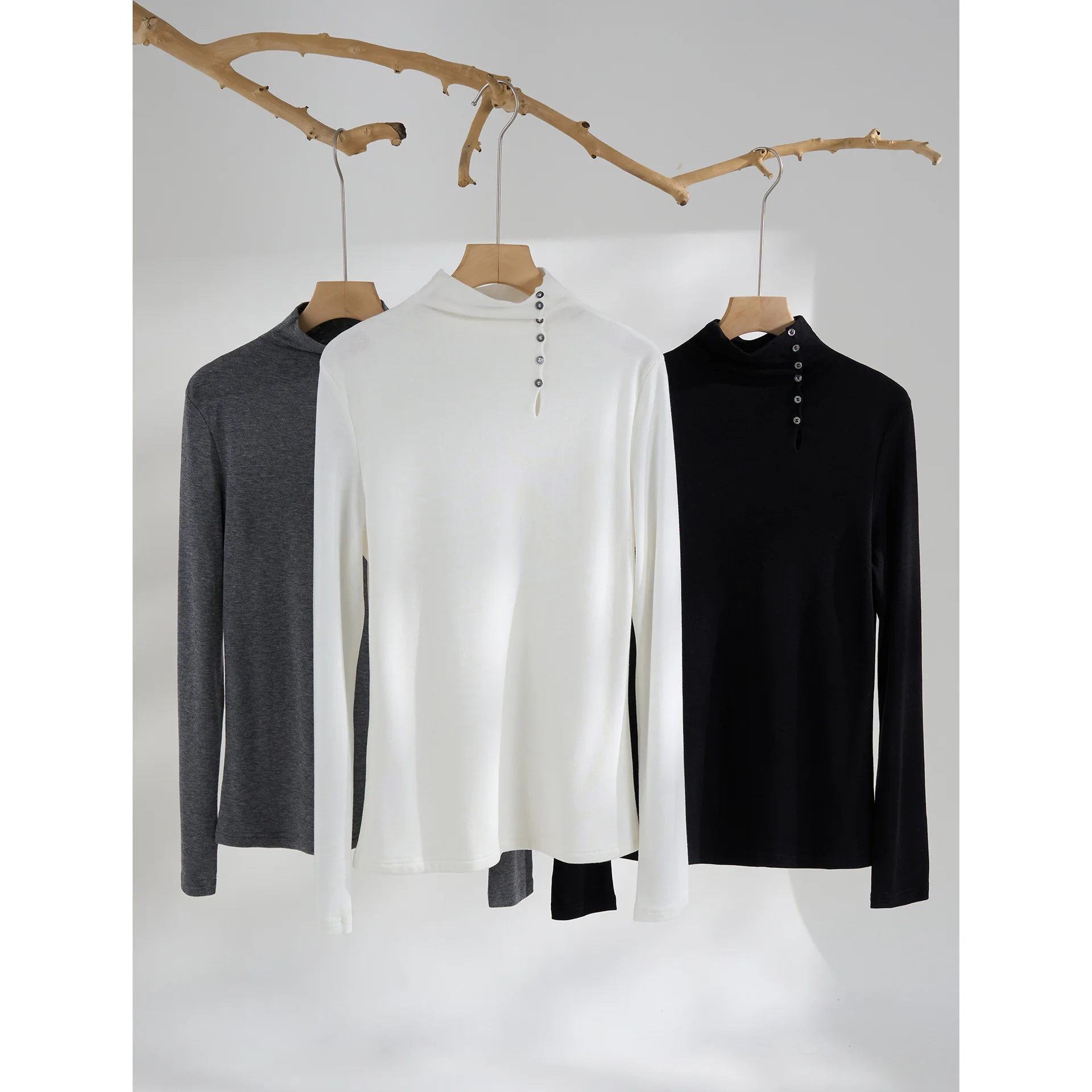 RongTai Silk Wool Knit Top Women's Half High Collar Ankle Nail Design Base Layer Shirt Fall New Style Inner Wear Knitted Sweater - AliExpress Sweaters&Jumpers