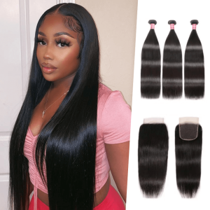 Nadula Straight Virgin Hair Weave 3 Bundles With Lace Closure Soft Unprocessed Virgin Human Hair, Catalog Online Nadula 56