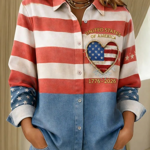 Women Floral Shawl Collar Long Sleeve Shirt Casual Holiday Spring/Fall Top, JustFashionNow Blouses, color:Blue|size:4XL