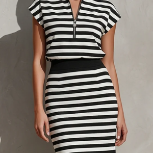 Casual Striped Stand Collar Blouse, Blouses and Shirts, color:Stripe|size:XXL, Stylewe