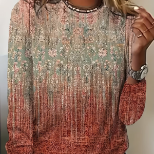 Casual Abstract Crew Neck Long Sleeve T-shirt, T-shirts, color:As Picture|size:XXL, catalog Noracora shop