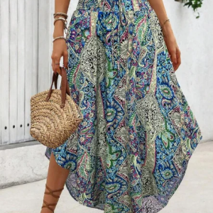 Women Casual Striped Flowy Skirt Spring/Fall Skirt, JustFashionNow Skirts, color:Lake Blue|size:XXL
