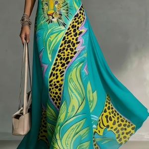 Elegant Printing Tiger Maxi Skirt, Skirts, color:As Picture|size:XXL, Stylewe