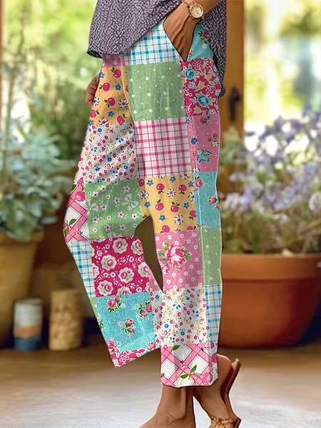Women Floral Ankle Pants Pants Casual Spring/Fall Trousers, JustFashionNow Pants, color:As Picture|size:4XL