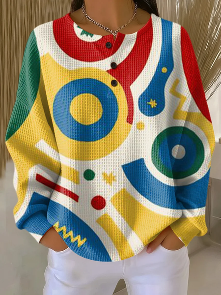 Women Abstract Crew Neck Printing Casual Spring/Fall Long Sleeve Sweatshirt, JustFashionNow Sweatshirts & Hoodies, color:As Picture|size:5XL - Image 9