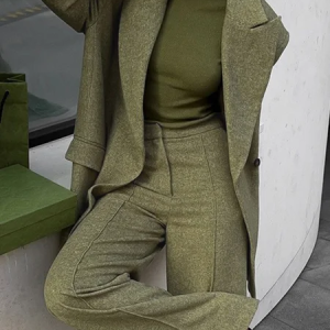 Urban Regular Sleeve Plain Lapel Collar Blazer, Blazers, color:Green|size:XXL, Stylewe