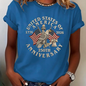 Women Text Letters Short Sleeve Tee T-shirt Crew Neck Printing Casual Graphic Tee Summer Top, JustFashionNow T-Shirts, color:Blue|size:XXL
