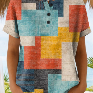 Vintage Abstract Crew Neck Short Sleeve T-shirt, T-shirts, color:As Picture|size:5XL, catalog Noracora shop