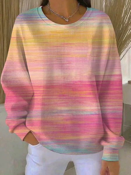 Women Abstract Crew Neck Printing Casual Spring/Fall Long Sleeve Sweatshirt, JustFashionNow Sweatshirts & Hoodies, color:As Picture|size:5XL - Image 2