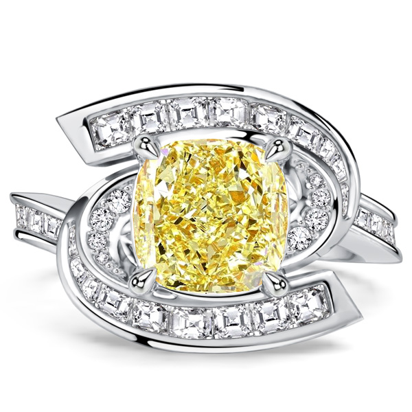 unique engagement rings - Italo Infinity Yellow Topaz 3 Carat Cushion Cut Unique Engagement Ring, Italo jewelry - Online Catalog