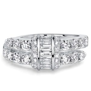 unique engagement rings - Italo White Sapphire Baguette & Round Cut Unique Engagement Ring For Women, Italo jewelry - Online Catalog