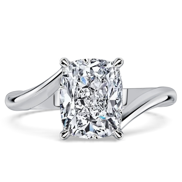 classic engagement rings - Italo Solitaire Bypass 3 Carat Cushion Cut Engagement Ring For Women, Italo jewelry - Online Catalog