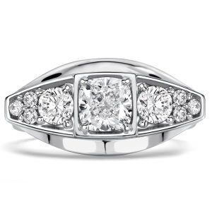vintage engagement rings - Italo Side Stone Cushion Cut Vintage Engagement Ring For Women, Italo jewelry - Online Catalog