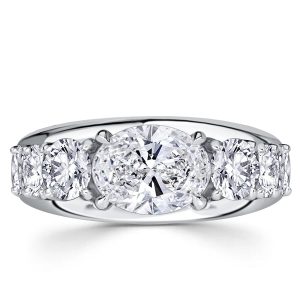 oval cut engagement rings - Italo Five Stone White Sapphire Oval Cut Engagement Ring For Women, Italo jewelry - Online Catalog
