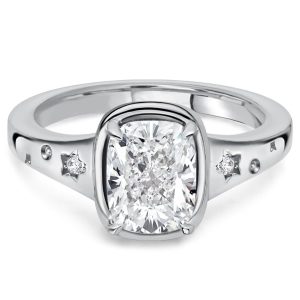 three stone engagement rings - Italo Elongated 2 Carat Cushion Three Stone Engagement Ring For Women, Italo jewelry - Online Catalog