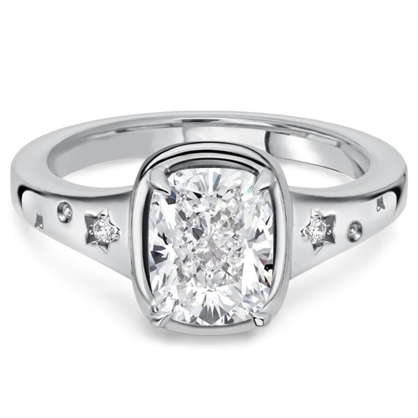 three stone engagement rings - Italo Elongated 2 Carat Cushion Three Stone Engagement Ring For Women, Italo jewelry - Online Catalog