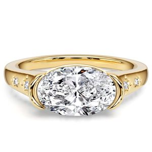 classic engagement rings - Italo Nebula Half Bezel Oval Cut Engagement Ring For Women, Italo jewelry - Online Catalog