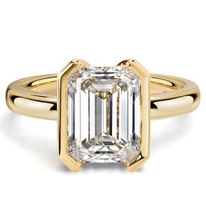 classic engagement rings - Italo Half-bezel White Sapphire Emerald Cut Engagement Ring For Women, Italo jewelry - Online Catalog