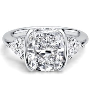 classic engagement rings - Italo Trillion Side Stone Half Bezel Cushion Cut Three Stone Engagement Ring, Italo jewelry - Online Catalog