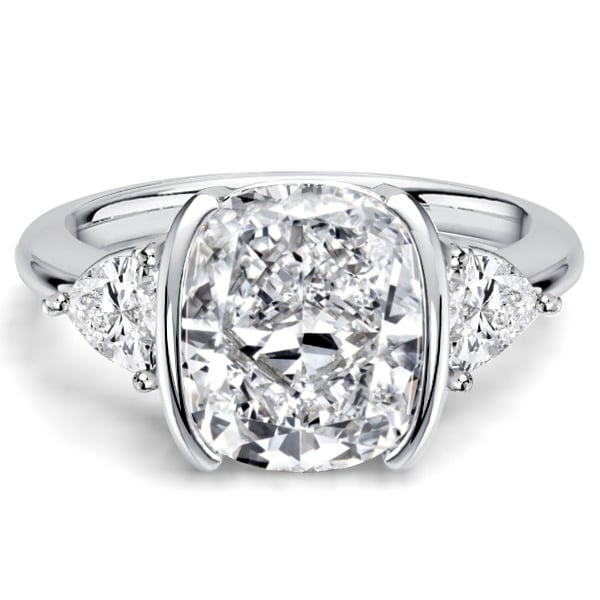 classic engagement rings - Italo Trillion Side Stone Half Bezel Cushion Cut Three Stone Engagement Ring, Italo jewelry - Online Catalog