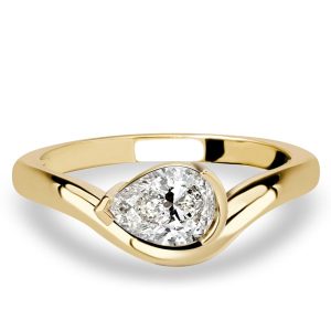 classic engagement rings - Italo East West Half Bezel Pear Cut Engagement Ring For Women, Italo jewelry - Online Catalog