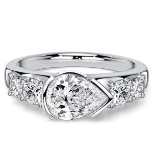 classic engagement rings - Italo East-west Half Bezel Pear Cut Five Stone Engagement Ring For Women, Italo jewelry - Online Catalog