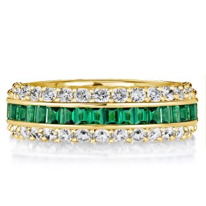 eternity band - Triple Row Created White & Green Eternity Wedding Band For Women, Italo jewelry - Online Catalog