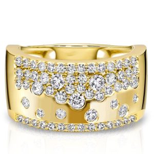 anniversary band - Italo Micro Pave Waterfall Round Cut Wide Wedding Band For Women, Italo jewelry - Online Catalog