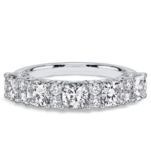 anniversary band - Italo 4 MM Cushion & Round Cut Half Eternity Wedding Band For Women, Italo jewelry - Online Catalog