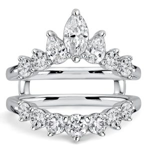 anniversary band - Italo Marquise & Round Cut Guard Enhancer Wedding Band For Women, Italo jewelry - Online Catalog