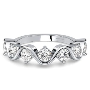 classic band - Italo Wave Half Bezel Round Cut Half Eternity Wedding Band For Women, Italo jewelry - Online Catalog