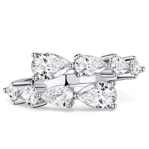 anniversary band - Italo Bypass White Sapphire Pear Cut Open Wedding Band For Women, Italo jewelry - Online Catalog