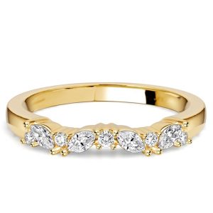 classic band - Italo Marquise & Round Cut Half Eternity Band For Women Matching Wedding Bands, Italo jewelry - Online Catalog