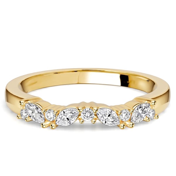 classic band - Italo Marquise & Round Cut Half Eternity Band For Women Matching Wedding Bands, Italo jewelry - Online Catalog