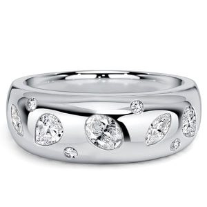 anniversary band - Italo Flush Set Waterfall Multi Cut Half Eternity Band For Women, Italo jewelry - Online Catalog