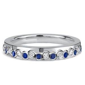classic band - Italo Bezel Setting Alternating Blue & White Sapphire Half Eternity Band For Women, Italo jewelry - Online Catalog
