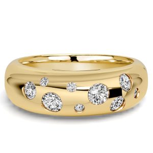 multi row band - Italo Flush Set Waterfall Round Cut Half Eternity Band For Women, Italo jewelry - Online Catalog
