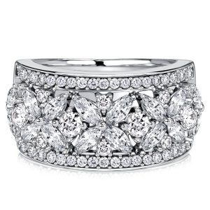 anniversary band - Italo Floral Filigree Marquise & Round Cut Eternity Wedding Band For Women, Italo jewelry - Online Catalog