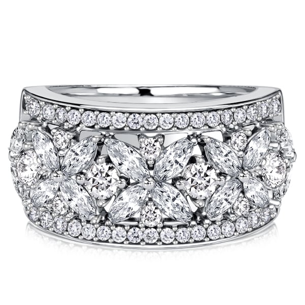 anniversary band - Italo Floral Filigree Marquise & Round Cut Eternity Wedding Band For Women, Italo jewelry - Online Catalog