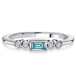 classic band - Italo Bezel Setting Baguette Cut Aquamarine Five Stone Wedding Band For Women, Italo jewelry - Online Catalog